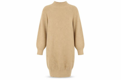 Phase Eight Women Beige XS Knit Jumper Dress High Neck