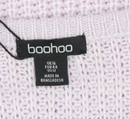 Boohoo Women’s Purple Long Sleeve Crew Neck Knit Jumper Size 16