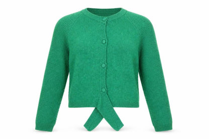 ASOS DESIGN Women Green Size 10 Crew Neck Button Front Cardigan