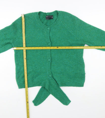 ASOS DESIGN Women Green Size 10 Crew Neck Button Front Cardigan