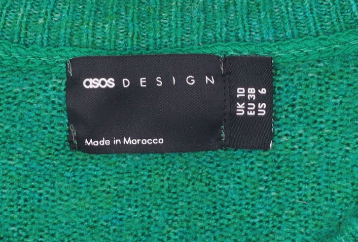 ASOS DESIGN Women Green Size 10 Crew Neck Button Front Cardigan