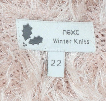 Next Women’s Pink Fluffy Cardigan Size 22 Winter Knit