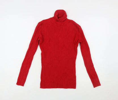 Roman Women Red Roll Neck Ribbed Long Sleeve Jumper Size 14