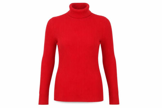 Roman Women Red Roll Neck Ribbed Long Sleeve Jumper Size 14