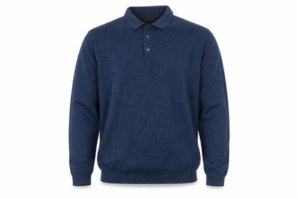 Next Men Blue Collared Henley Cotton Jumper L Long Sleeve Knit