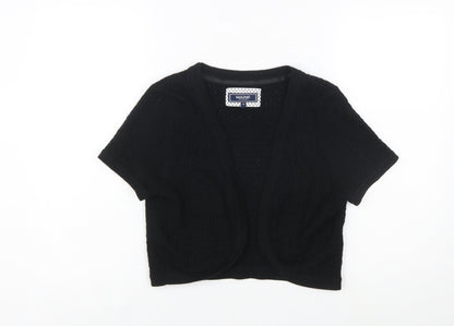 Maine New England Women's Black Cotton Short Sleeve Cardigan Size 10