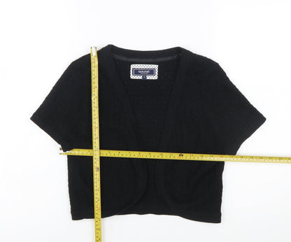 Maine New England Women's Black Cotton Short Sleeve Cardigan Size 10