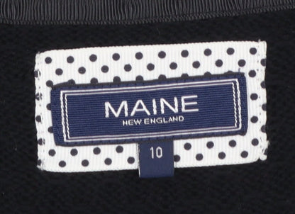 Maine New England Women's Black Cotton Short Sleeve Cardigan Size 10