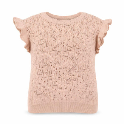Lipsy Women’s Beige Open-Knit Ruffle Sleeveless Jumper UK 16