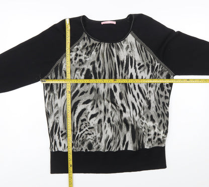 Basler Women Black Animal Print Pullover Jumper Size 16