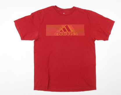 Adidas Men's Red Graphic Logo Short Sleeve Cotton T-Shirt Size L
