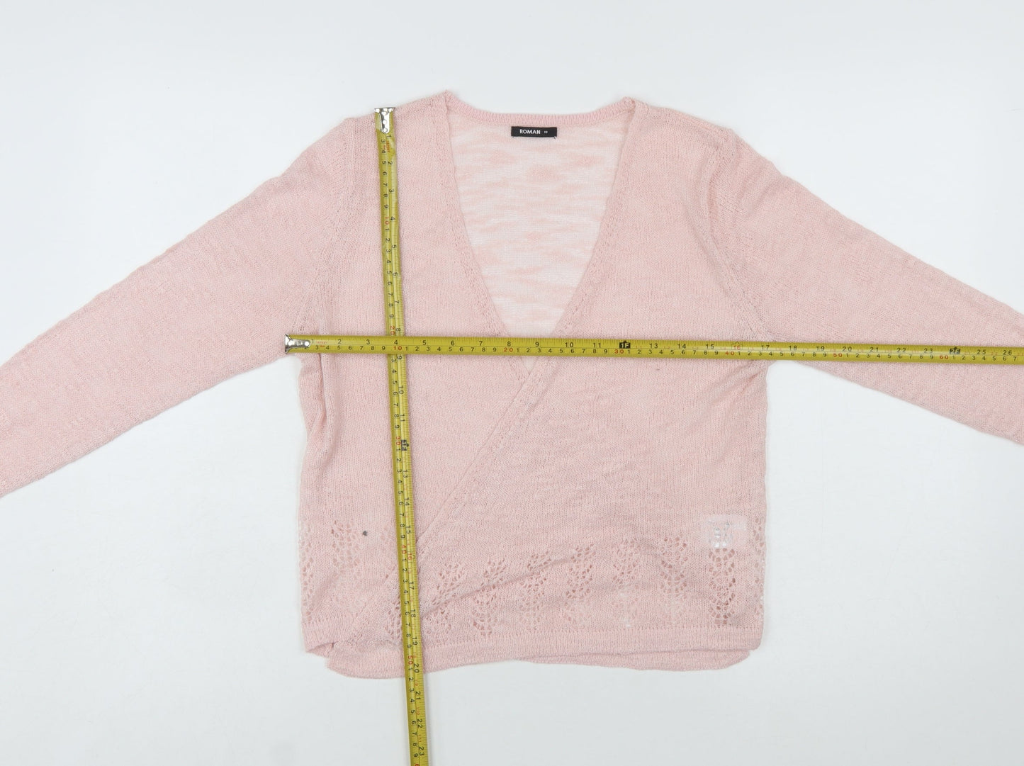 Roman Women Pink Wrap Knit Jumper Size 10 Acrylic Blend Long Sleeve