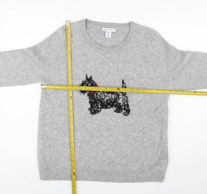 Cupcakes and Cashmere Women Grey L Pullover Dog Knit Jumper