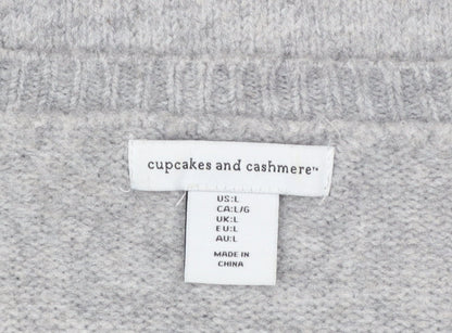 Cupcakes and Cashmere Women Grey L Pullover Dog Knit Jumper