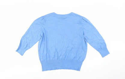 Marks and Spencer Women Blue Size 20 V-Neck Lightweight Cardigan
