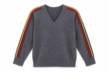 Sandro Women Grey Wool V-Neck Pullover Jumper Size L