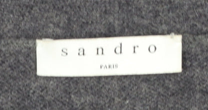 Sandro Women Grey Wool V-Neck Pullover Jumper Size L