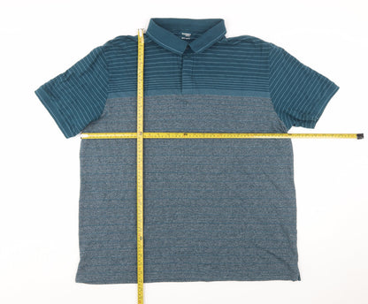 Dunnes Stores Men Blue Striped Polo Shirt Regular Fit XXL