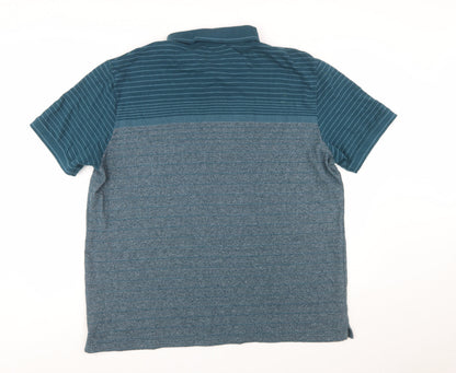 Dunnes Stores Men Blue Striped Polo Shirt Regular Fit XXL