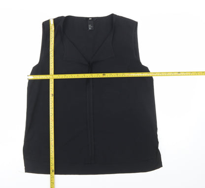 H&M Women's Black Sleeveless V-Neck Polyester Blouse Size 14