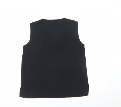 H&M Women's Black Sleeveless V-Neck Polyester Blouse Size 14