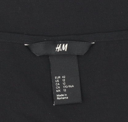 H&M Women's Black Sleeveless V-Neck Polyester Blouse Size 14