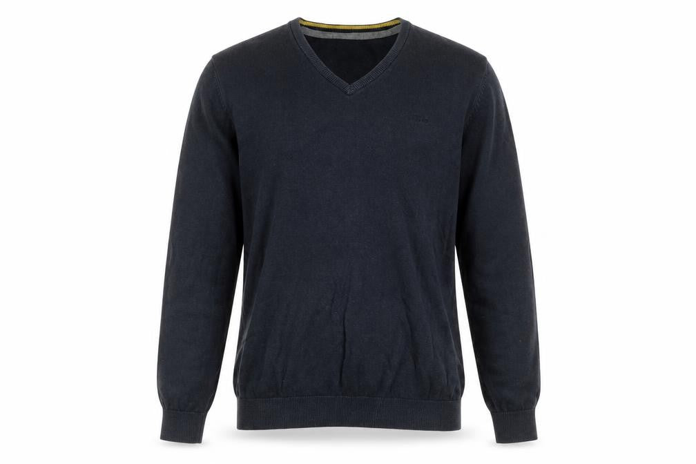 s.Oliver Men's Blue V-Neck Cotton Jumper Size S