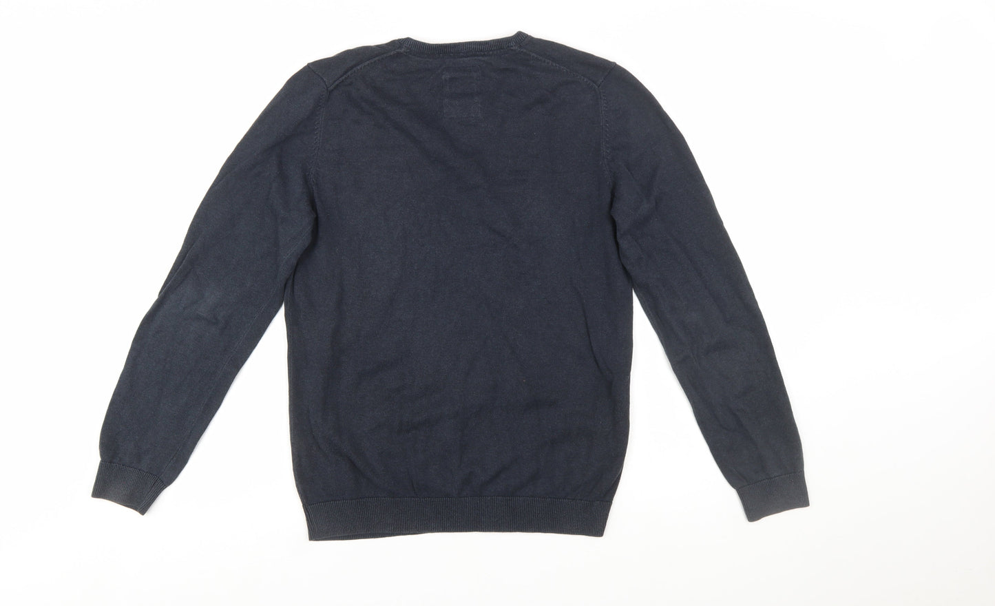 s.Oliver Men's Blue V-Neck Cotton Jumper Size S