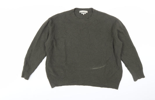 Dear Dharma Womens Green Cashmere Blend Ribbed Knit Jumper XL