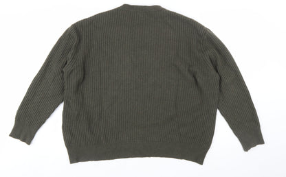 Dear Dharma Womens Green Cashmere Blend Ribbed Knit Jumper XL