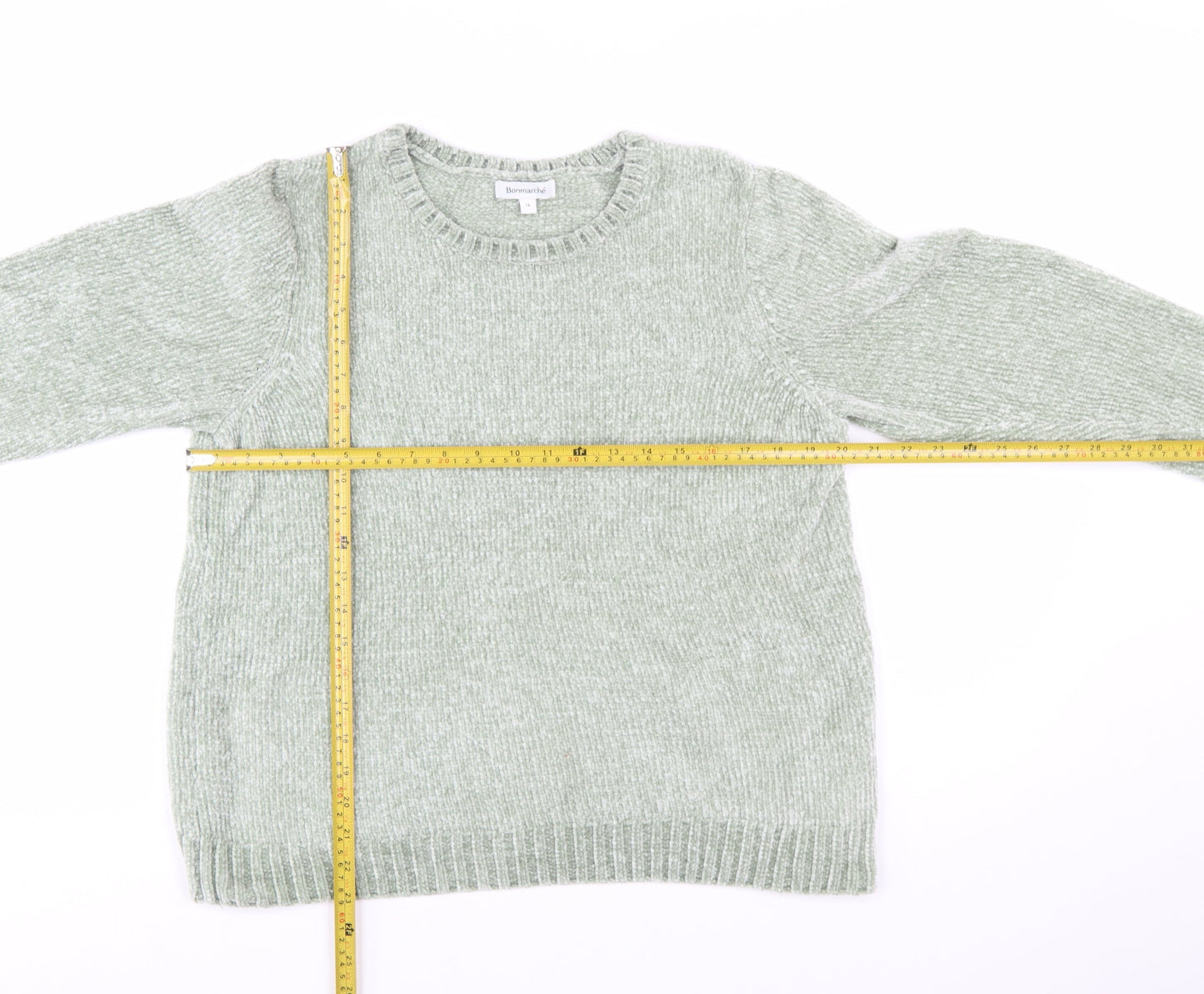 Bonmarché Women’s Green Crew Neck Long Sleeve Pullover Jumper Size 14