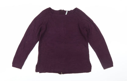 Intuition Women’s Purple Full Zip Chunky Knit Jumper Size 10/12