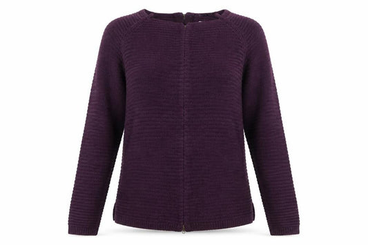 Intuition Women’s Purple Full Zip Chunky Knit Jumper Size 10/12