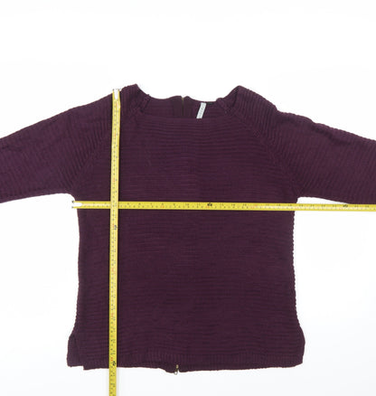 Intuition Women’s Purple Full Zip Chunky Knit Jumper Size 10/12