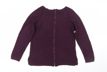 Intuition Women’s Purple Full Zip Chunky Knit Jumper Size 10/12