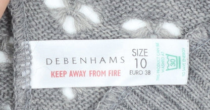 Debenhams Women’s Grey Open-Knit Cardigan Size 10