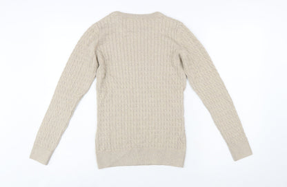 Ralph Lauren Women's Beige Cotton Cable Knit Jumper Size S