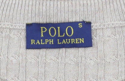Ralph Lauren Women's Beige Cotton Cable Knit Jumper Size S