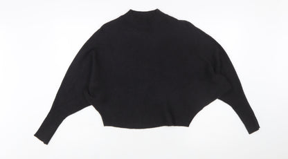 Zara Women Black Mock Neck Knit Pullover Jumper Size 12