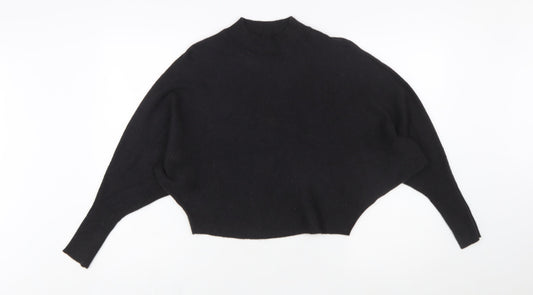 Zara Women Black Mock Neck Knit Pullover Jumper Size 12
