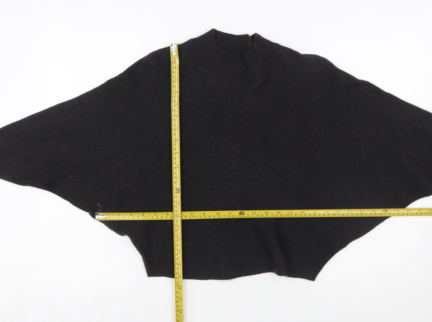 Zara Women Black Mock Neck Knit Pullover Jumper Size 12