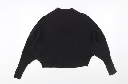 Zara Women Black Mock Neck Knit Pullover Jumper Size 12