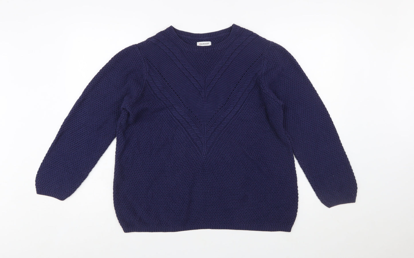 Damart Women's Blue L Chunky Knit Pullover Jumper