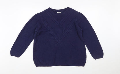 Damart Women's Blue L Chunky Knit Pullover Jumper