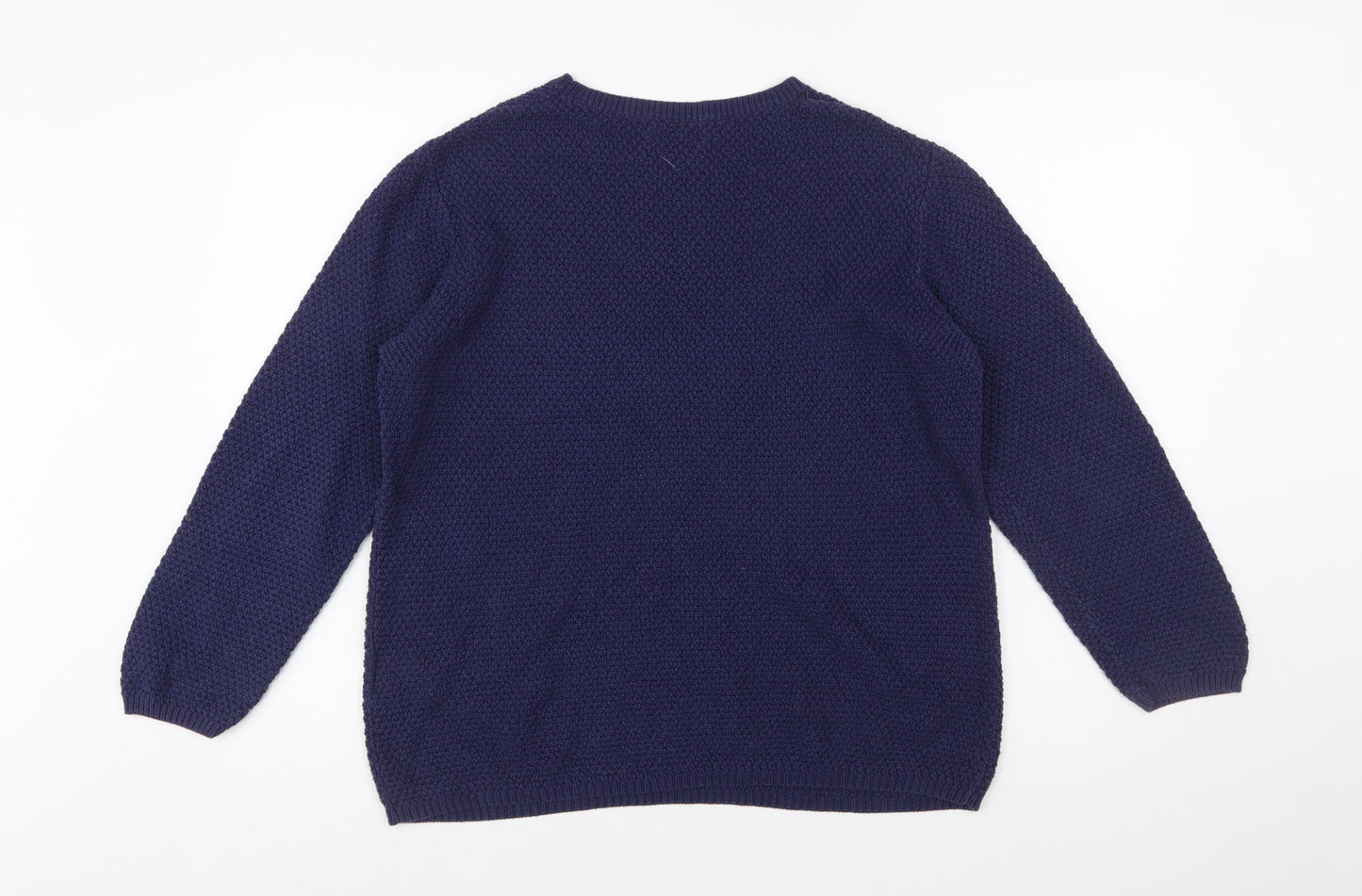 Damart Women's Blue L Chunky Knit Pullover Jumper