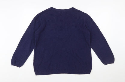 Damart Women's Blue L Chunky Knit Pullover Jumper