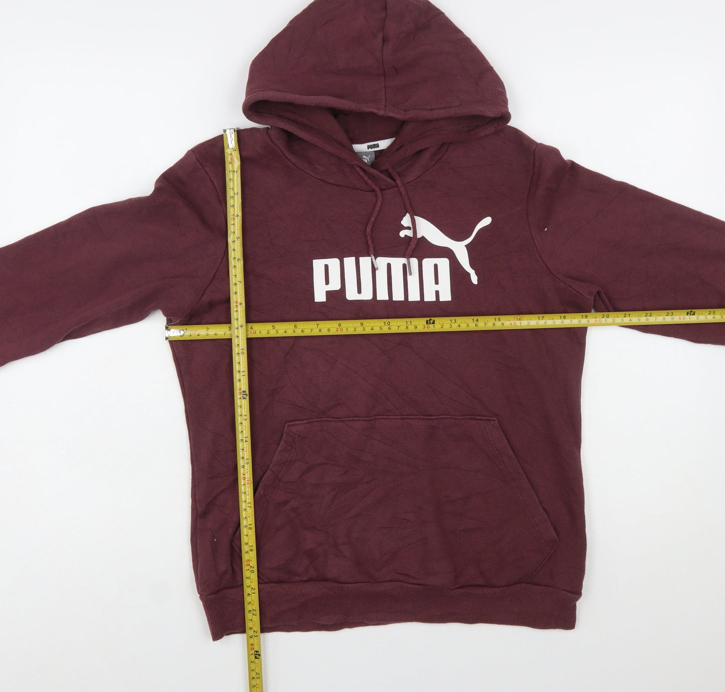 Puma Women's Burgundy Pullover Hoodie Size 12 Cotton Blend