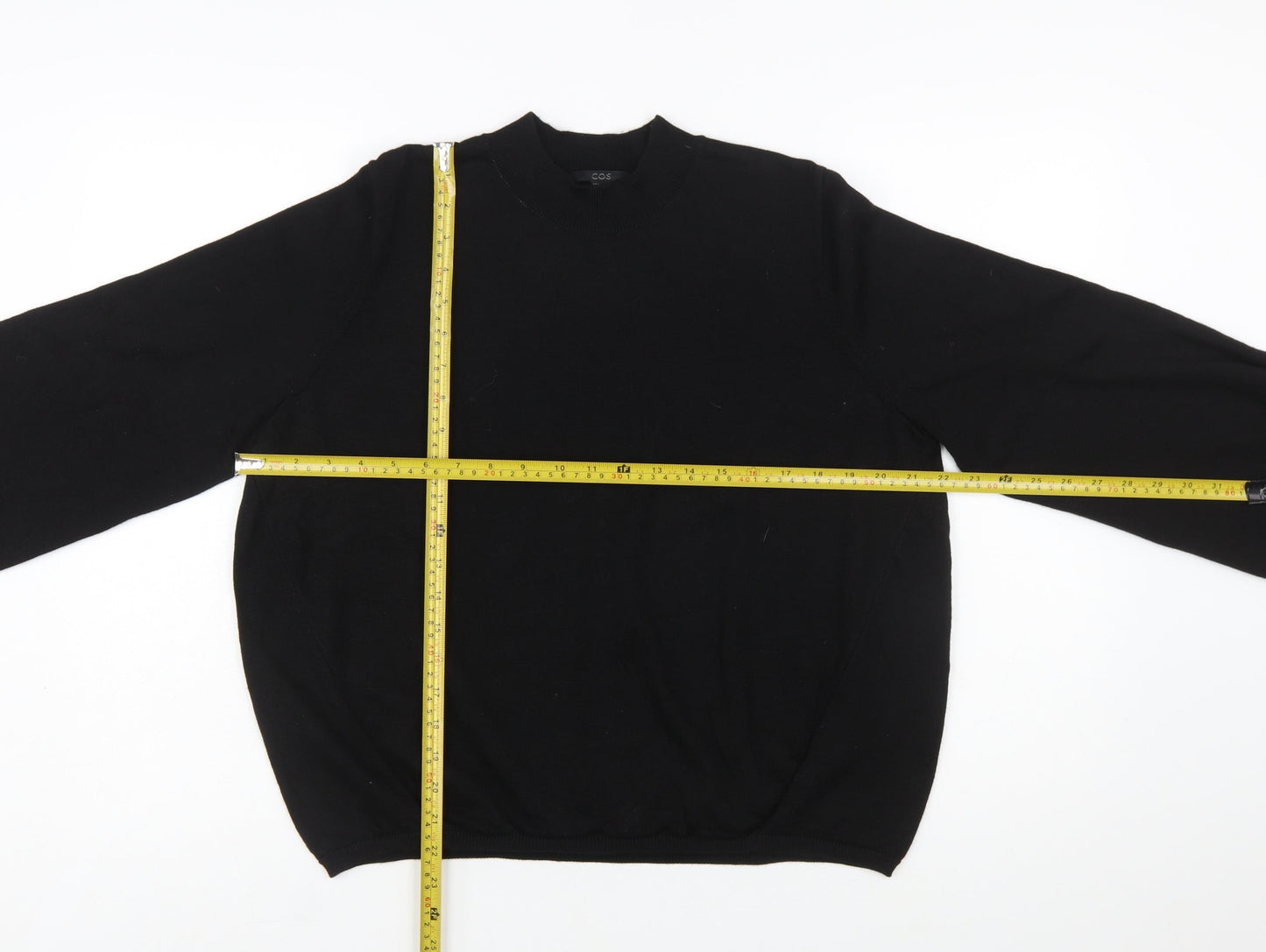 COS Womens Black Wool Crew Neck Long Sleeve Pullover Jumper L