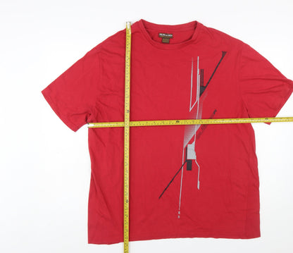 Atlas For Men Red Graphic Print Crew Neck Cotton T-Shirt XL Men's