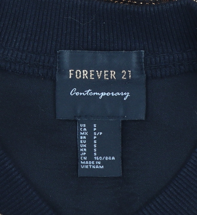 Forever 21 Women Bronze Metallic Full Zip Bomber Sweatshirt Size S